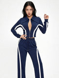 MB FASHION Zip-Up Contrast Stripe Two-Piece Lounge Set 5039