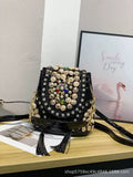 Every Fashion Embellished Rhinestone Pearl Bucket Bag