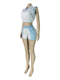Every Fashion Sleeveless Cropped Polo Top & Matching Shorts Two-Piece Set 6026