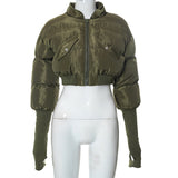 MB FASHION Cropped Puffer Jacket with Extended Sleeve Detail 405