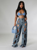 MB FASHION Sexy Cut-Out Wide Leg Denim Jeans 3112