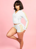 MB FASHION Cropped Zip Track Jacket & Matching Shorts Set 6030