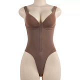 MB FASHION Front-Zip Shapewear Bodysuit – Plunging Neck 602