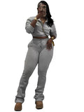 MB FASHION Cropped Quarter-Zip Lounge Set with Drawstring Pants 5069