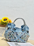 Every Fashion Glam Studded Tote with Braided Handle 59250
