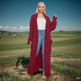 Every Fashion Long Cable Knit Cardigan Sweater with Front Pockets 560