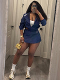 MB FASHION Long Sleeve Zip-Up Cropped Jacket & Ruched Mini Skirt Set 6012