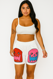 MB FASHION Cartoon Face Lounge Set with Crop Tank 7148AT