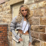 MB FASHION Cropped Puffer Jacket with Extended Sleeve Detail 405