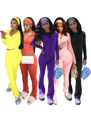 MB FASHION Three-Piece Zip-Up Lounge and Headband Set