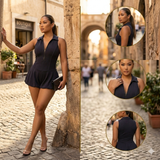 MB FASHION Halter Neck Ruffle Hem COTTON Bubble Romper 1330LY