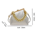 EVERY FASHION Structured Frame Handbag with Oversized Chain Accent