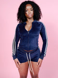 MB FASHION Cropped Zip Track Jacket & Matching Shorts Set 6030