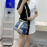 Every Fashion Luxury Dark Blue Denim Rhinestone Satchel