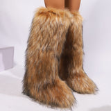 EVERY FASHION Knee-High Faux Fur Boots 008 TY