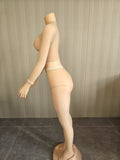 MB FASHION Sheer Mesh Mock-Neck Crop Top & High-Waist Tights Set 1477