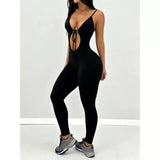 MB FASHION Black Cut-Out Tie-Front Jumpsuit – Sculpting Fit 2197