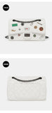 EVERY FASHION Quilted Chain Shoulder Bag with Charm Patch Details