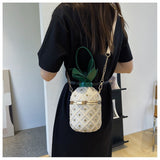Every Fashion Pineapple-Inspired Studded Barrel Handbag with Drawstring Top 9355