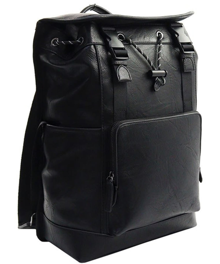 EVERY FASHION Classic FAUX Leather Backpack with Buckle Straps and Front Pocket C5-8883-1