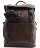 EVERY FASHION Classic FAUX Leather Backpack with Buckle Straps and Front Pocket C5-8883-1