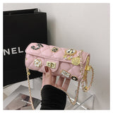Every Fashion Quilted Mini Shoulder Bag with Decorative Charms