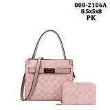 EVERY FASHION Patterned Top Handle Tote Bag with Matching Zip Wallet