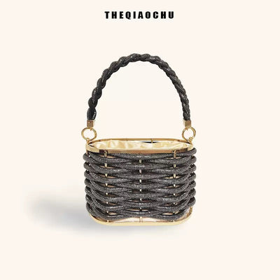 EVERY FASHION Woven Handle Basket-Style Handbag