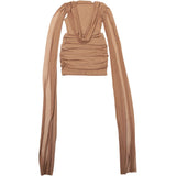 MB FASHION Draped Mesh Mini Dress with Cape Sleeves 1160