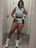 Every Fashion Sleeveless Cropped Polo Top & Matching Shorts Two-Piece Set 6026