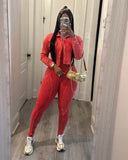 MB FASHION Two-Piece Fitted Jumpsuit and Cropped VINTAGE WASH Jacket Set 6329