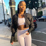 MB FASHION Cropped Puffer Jacket with Extended Sleeve Detail 405