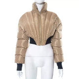 MB FASHION Cropped High-Collar Puffer Jacket 407