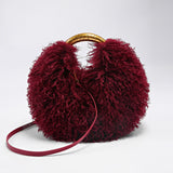 EVERY FASHION Round Shaggy Faux Fur Handbag