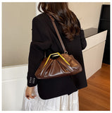 EVERY FASHION Ruched Gold-Frame Shoulder Bag
