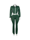 MB FASHION Cropped Zip Jacket & High-Waist Flare Pants Set 5018