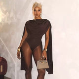 MB FASHION Draped Cape Sleeve Bodysuit 670