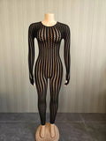 MB FASHION Sexy Black Sheer Mesh Jumpsuit 1470