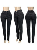 MB FASHION High-Waist Rhinestone Detail Skinny Jeans 8028