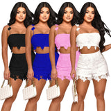 MALYBGG Crop Top and Shorts Lace Sets 10703LY