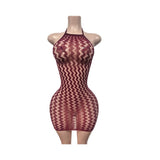 MB FASHION Sexy Zigzag Halter Neck Bodycon Mini Dress 88700