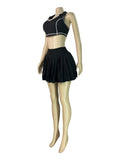 MB FASHION Sleeveless Halter Crop Top & Pleated Mini Skirt Two-Piece Set 6025