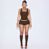 MB FASHION Sheer Mesh Short Sleeve Crop Top & High-Waisted Shorts Set 559