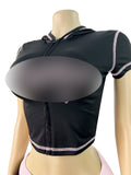 MB FASHION Cropped Zip-Up Hoodie & Shorts Two-Piece Set 6015