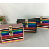 EVERY FASHION Colored Pencil Box Clutch Handbag with Lock Closure