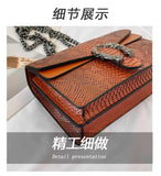 Every Fashion Textured Chain Shoulder Bag with Metal Buckle Detail