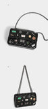 EVERY FASHION Quilted Chain Shoulder Bag with Charm Patch Details