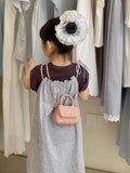 Every Fashion Mini Quilted Top Handle Bag with Chain Strap