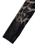 MB FASHION Two-Piece Sheer Animal Print Top and Flared Pants Set 9729