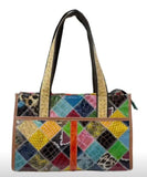 EVERY FASHION Multi-Color Patchwork Exotic Print Tote Bag